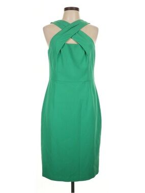 Vince Camuto Emerald Green One-Shoulder Cross-Front Sheath Dress